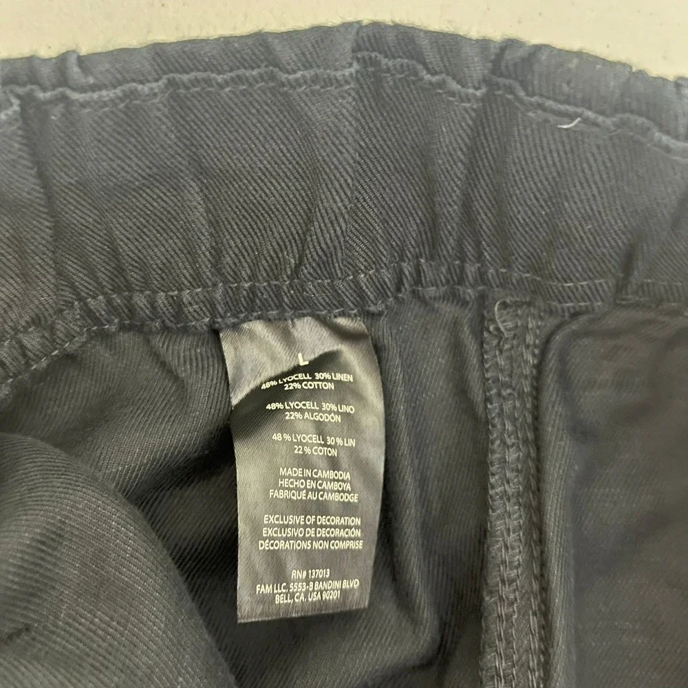 Banana Republic Womens Tapered Crop Pant Black Lyocell Linen Cotton Large NWT